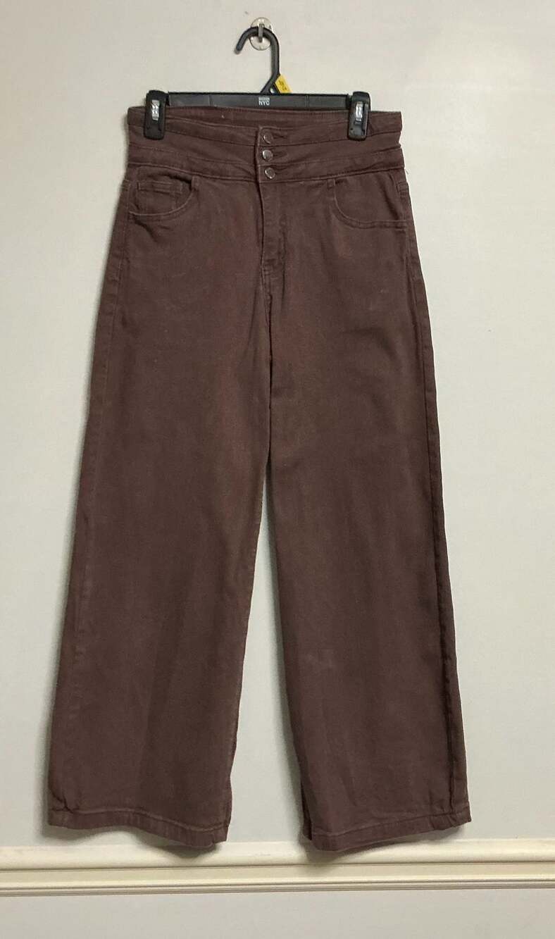 Roswear Wide Leg Pants Size M Brown High Waist